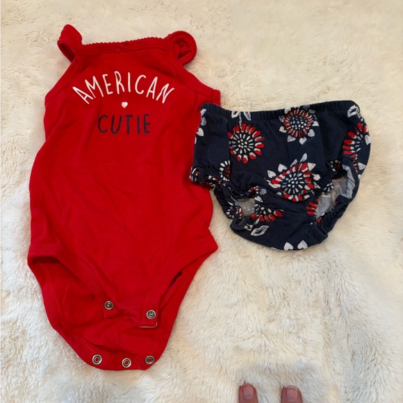 Carter's Other - 🌸5/$50🌸Carter's Red Sleeveless Onesie with Navy Floral Bloomers